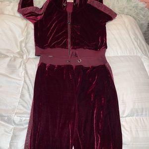 Two piece velvet jogging suit